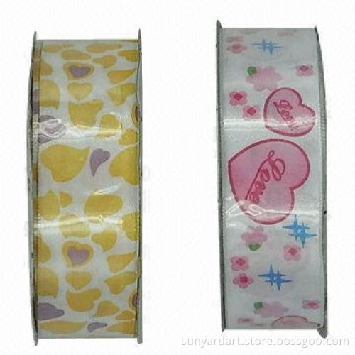 Satin ribbon spool, available in printed colors